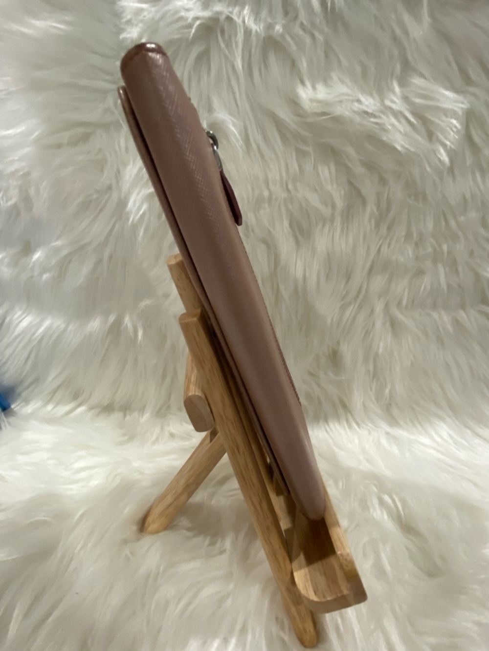 PRADA Rose Gold Saffiano Leather Long Wallet with Silver Logo - Picture 7 of 16